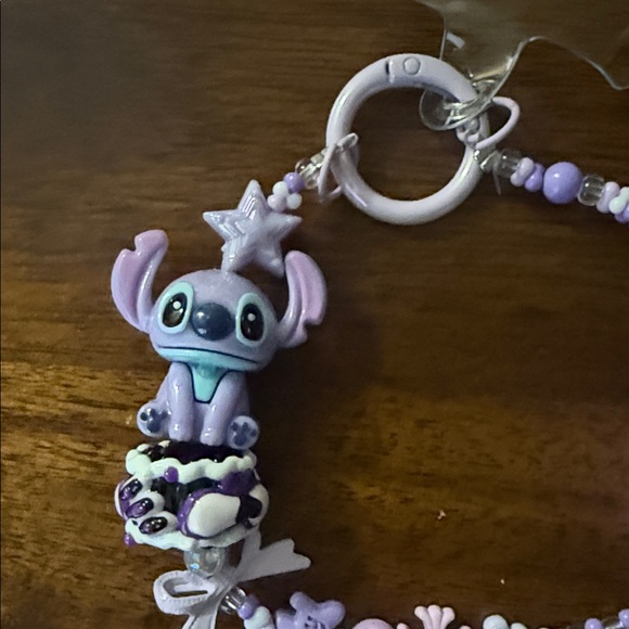 Purple Bead keychain with Character Charm bohemian fairycore whimsical mystical - Picture 3 of 7